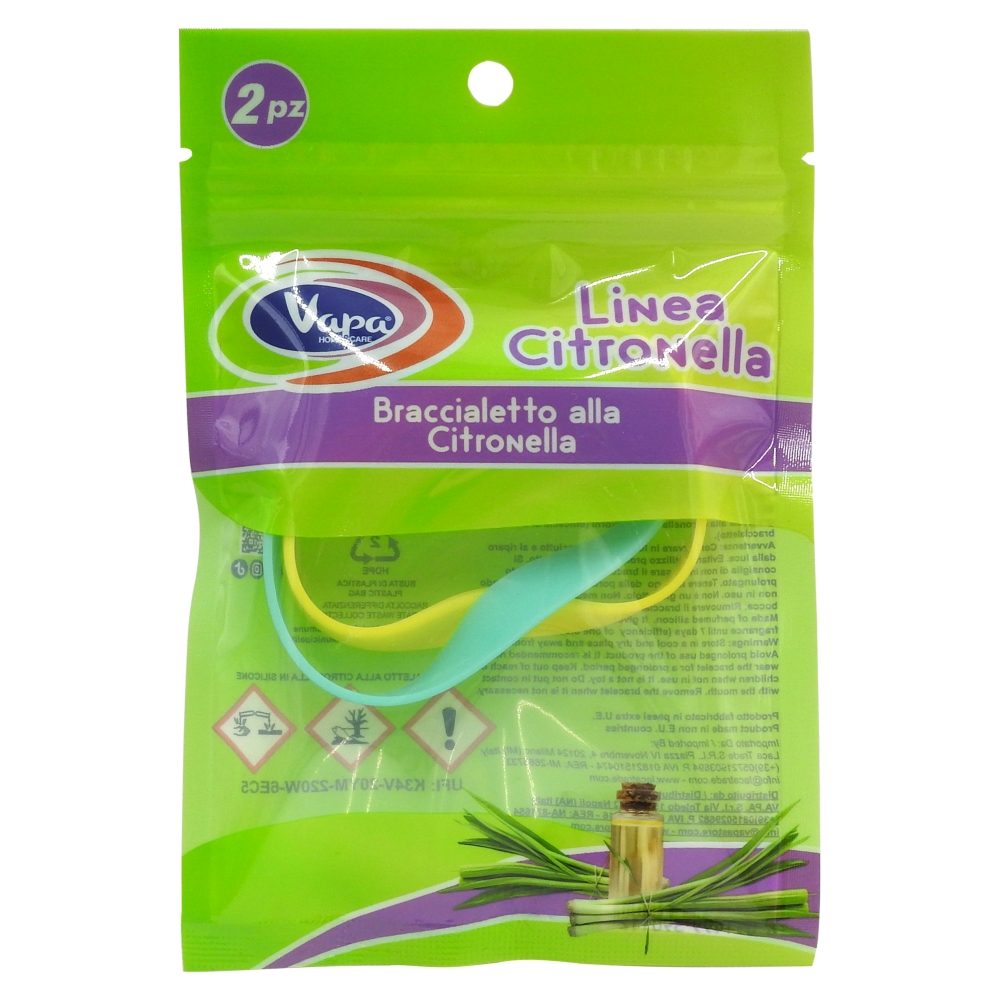 Bratara Anti Tantari Vapa cu Ulei de Citronella, Efect Repelent Natural, Silicon Ajustabil, Parfumata, Rezistenta la Apa, 2 Piese