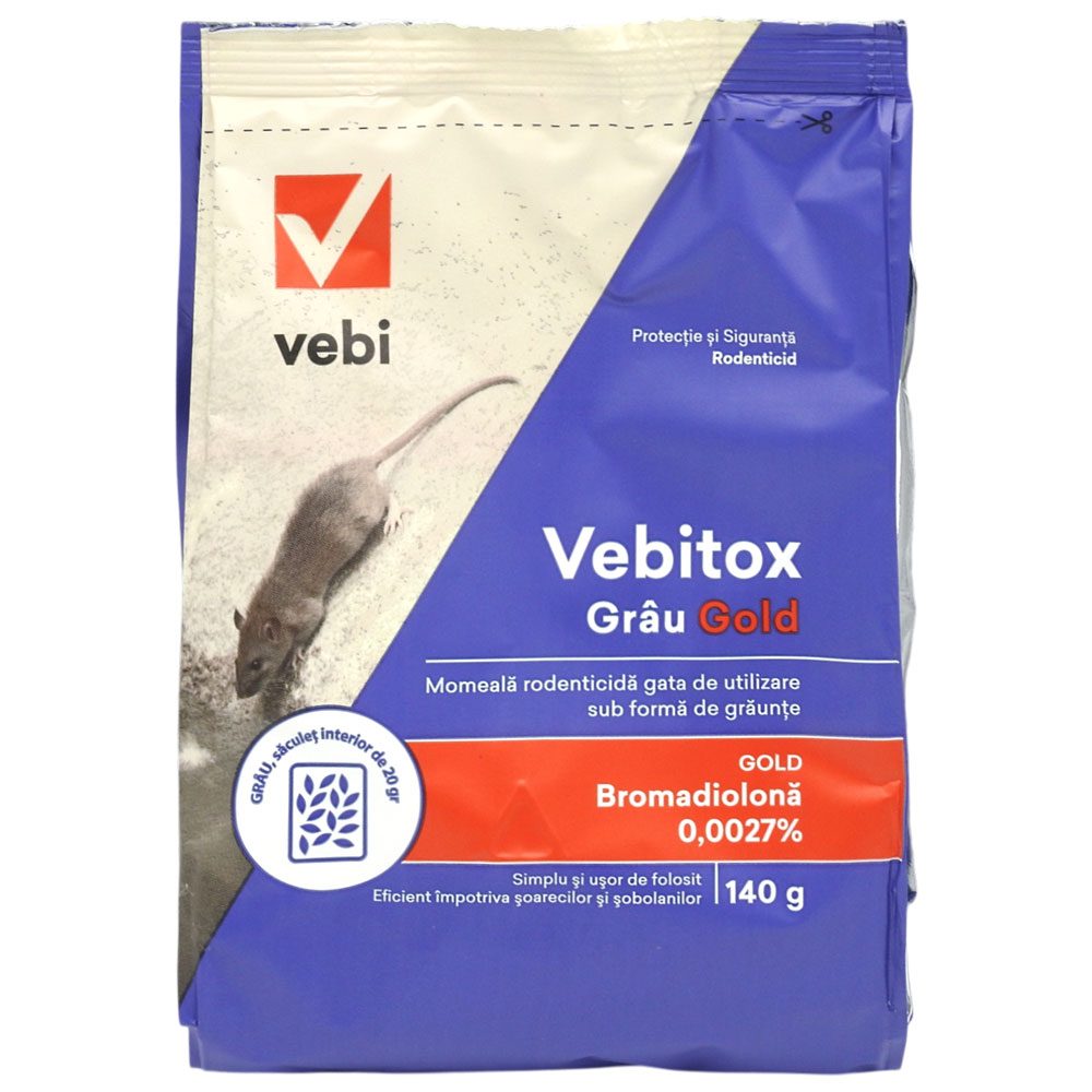 Vebitox Raticid Grau Gold, Momala Sub Forma De Grau Rodenticid, Eficient Impotriva Rozatoarelor, 140 g