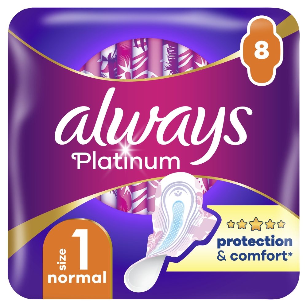 Always Platinum Ultra Normal Plus, Absorbante Igienice cu Aripi, Protectie si Confort, 8 Bucati
