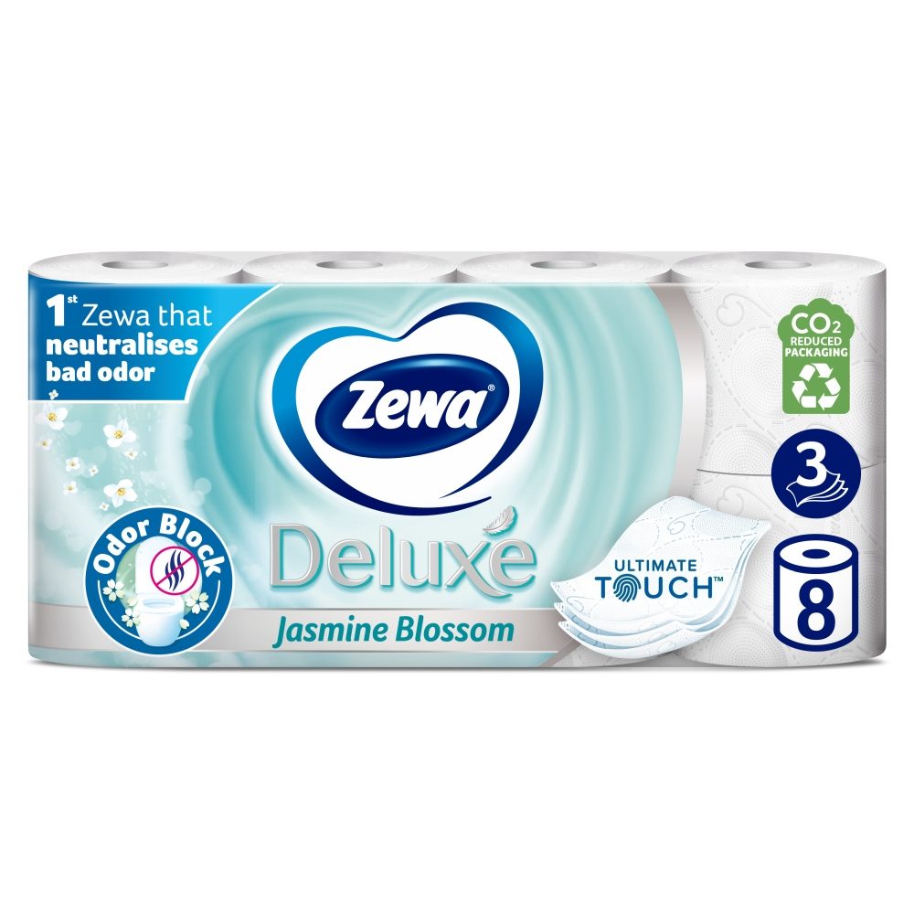 Zewa Jasmine, Hartie Igienica Parfumata, 3 Straturi, Textura Fina si Rezistenta, 8 Role