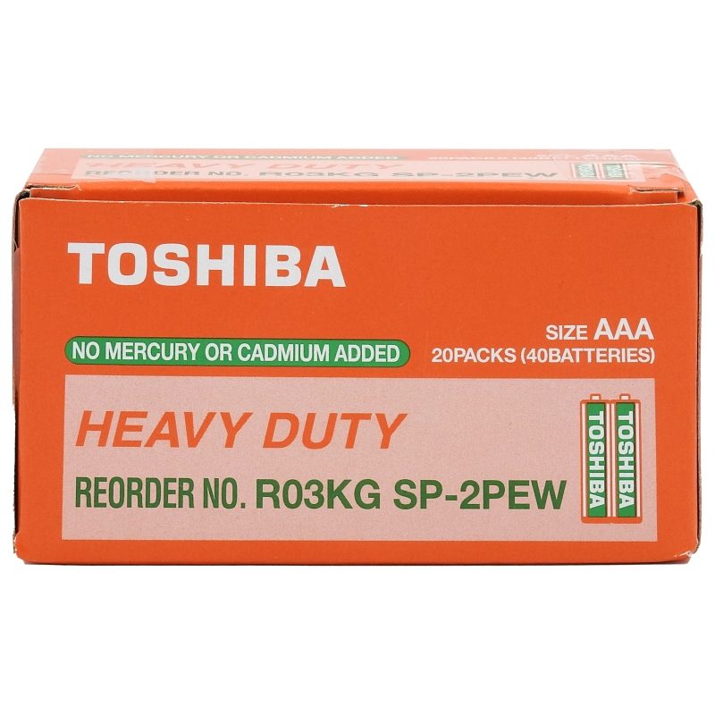 Toshiba Baterii Zinc-Carbon AAA R3, Set 40 Bucati, 1.5V, Design Anti-Scurgere, R3KG SP-40B, Negru cu Rosu
