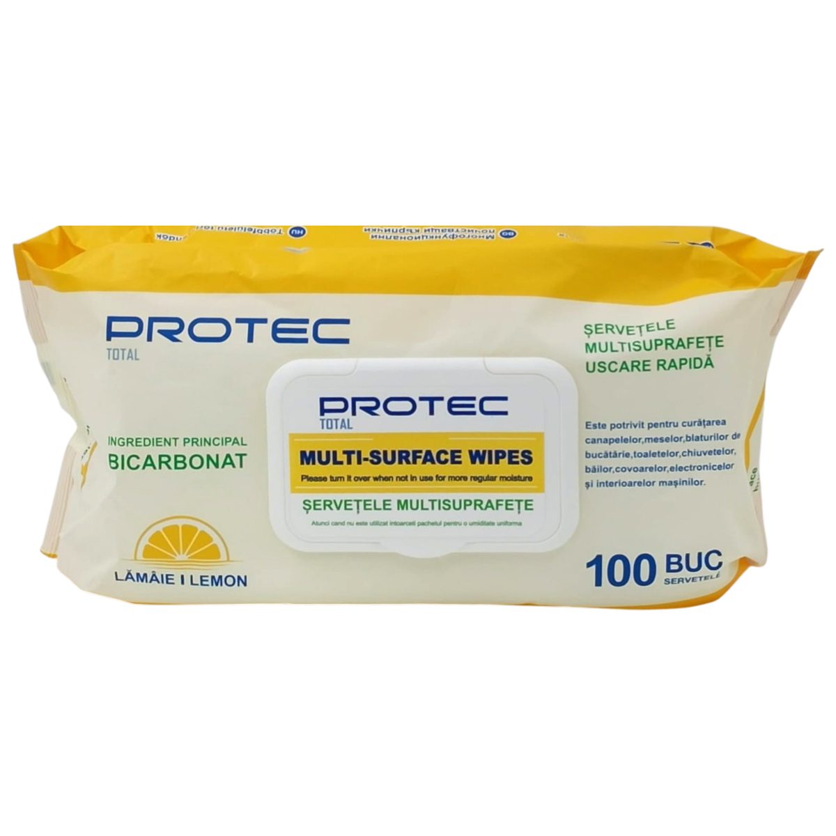 Protec Șervețele Umede Multisuprafețe, Igienizante și Curățare Universală, Pachet 100 Bucăți, Diverse Sortimente