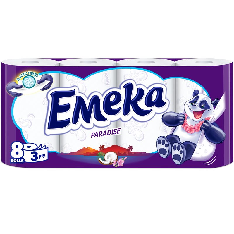Emeka Hartie Igienica, 3 Straturi, Parfum Paradise, Moale si Rezistenta, Pachet 8 Role