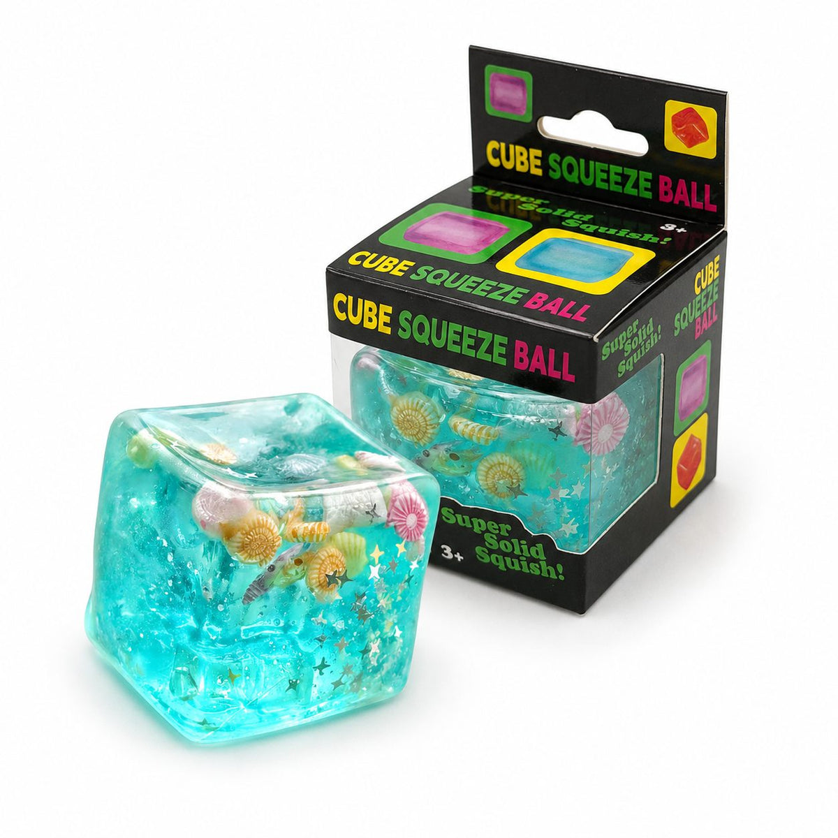 Jucarie Squishy Needoh, Cub Antistres Senzorial cu Revenire Lenta, Termoplastic Premium, 5.5x5.5x5.5 cm, Albastru, Model Stele Maritime