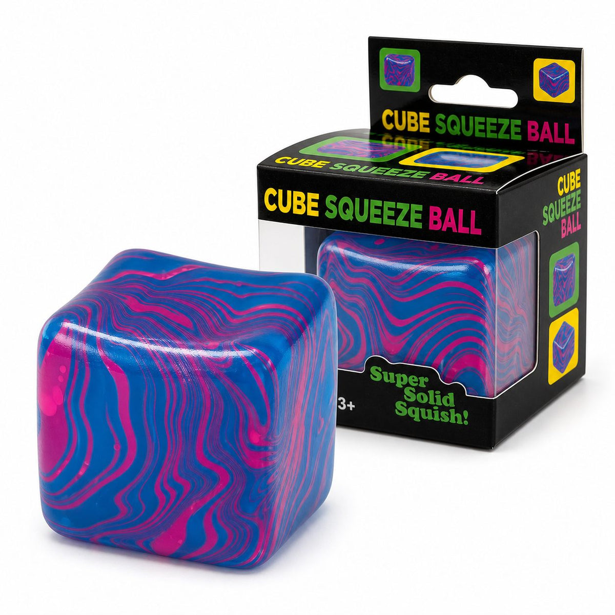 Jucarie Squishy Antistres Cub, Model Linii Flow cu Revenire Lenta, Maltoza si TPR, 4.5x4.5 cm, Albastru