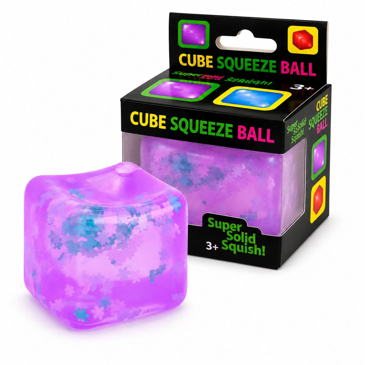 Jucarie Squishy Antistres, Model Ice Cube cu Fulgi de Nea, Revenire Lenta, TPR Elastic, 3.5x3.5 cm, Mov