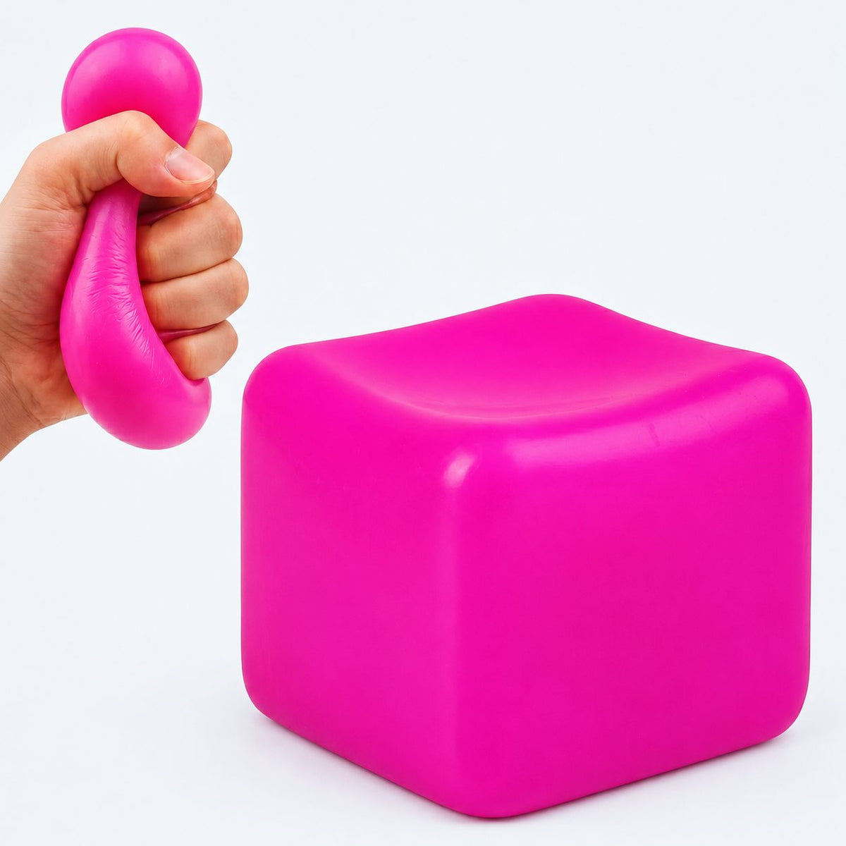 Jucarie Squishy Antistres, Cub Fidget 3D cu Revenire Lenta, Termoplastic TPE, 4.5x4.5x4.5 cm, 110 g, Mov