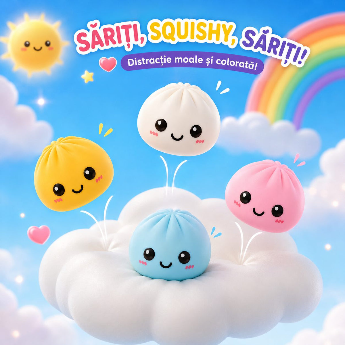 Jucarie Senzoriala Antistres, Model Dumpling Squishy, Textura Moale, Silicon Si Plastic, 5 cm, Culoare Aleatorie