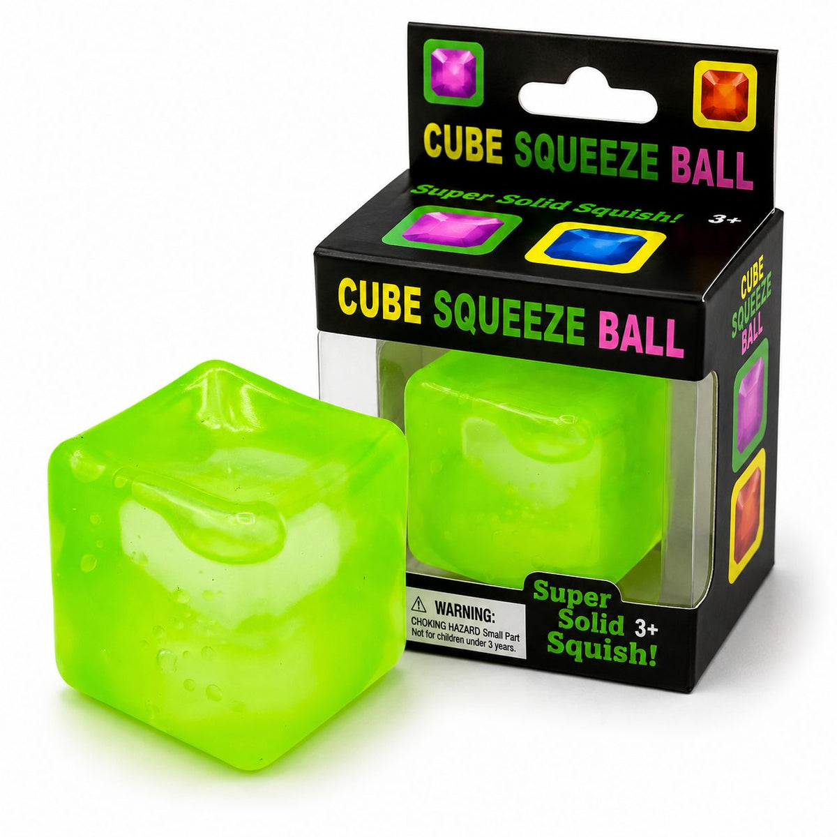 Jucarie Squishy Antistres, Cub Fidget Dumpling, Model Cub De Gheata Transparent, Termoplastic, 5x5x5 cm, Verde