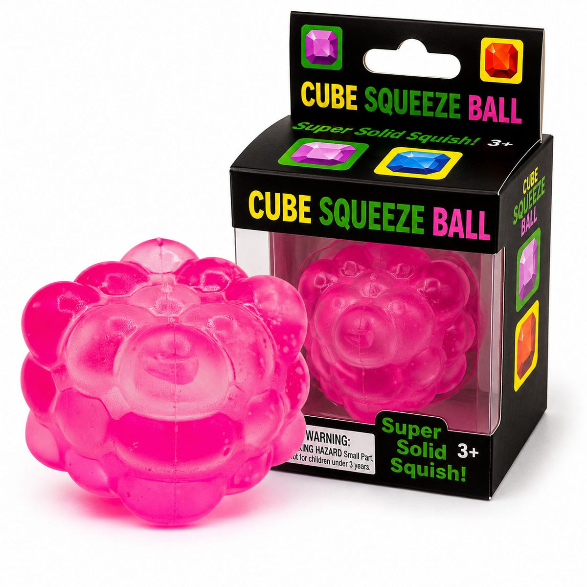Jucarie Antistres Magic Bubble Cube 3D, Squishy Senzorial Comprimabil, Termoplastic, 5x5x5 cm, Roz