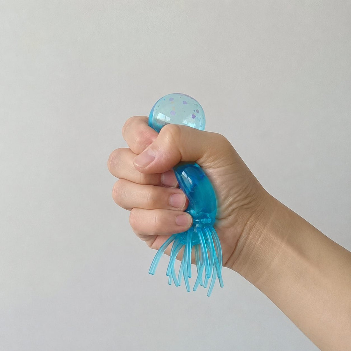 Jucarie Squishy Meduza, Antistres Senzorial cu Revenire Lenta, Silicon Translucid Jelly, 8x4.5 cm, Albastru