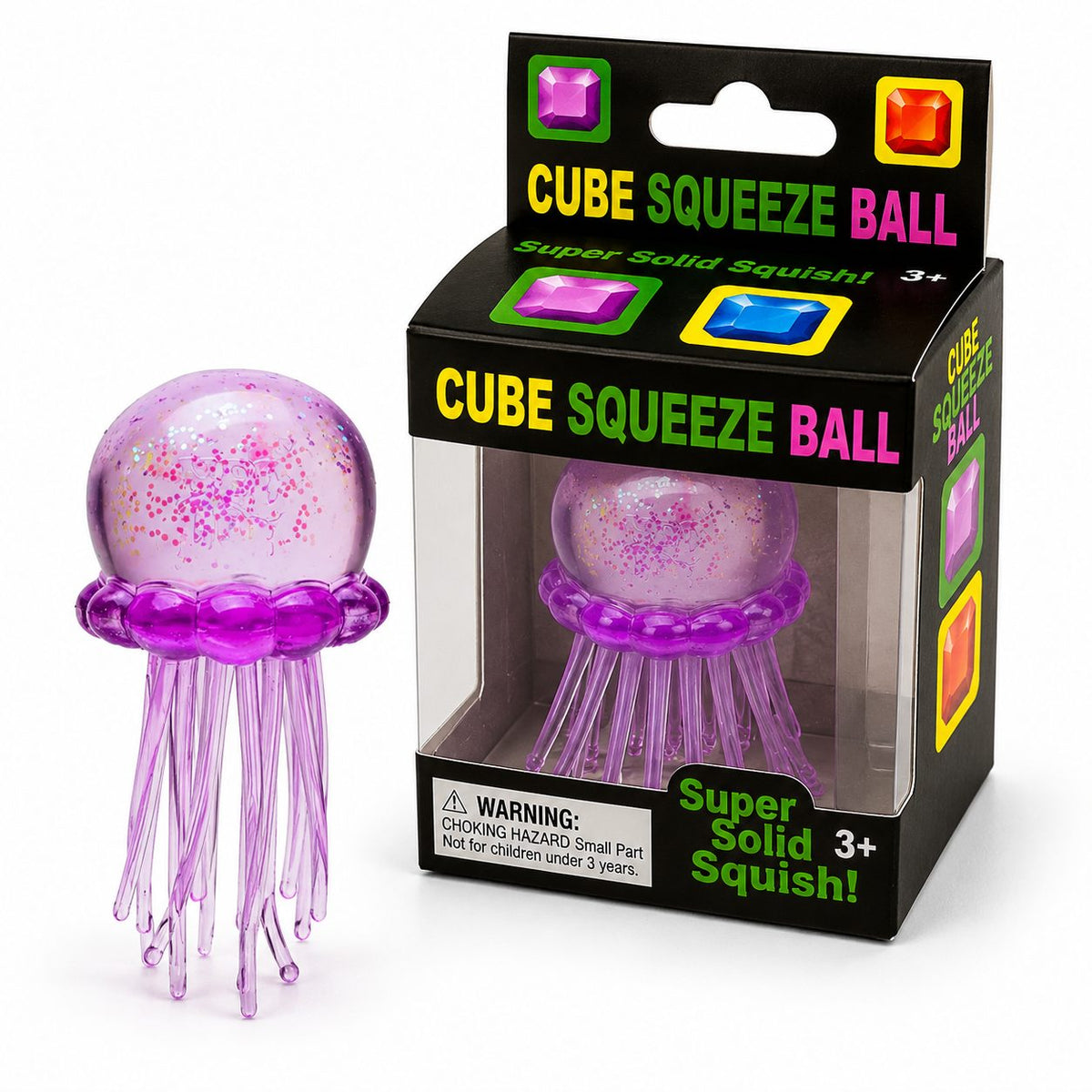 Jucarie Squishy Meduza, Antistres Senzorial cu Revenire Lenta, Silicon TPR Translucid, 8x4.5 cm, Mov
