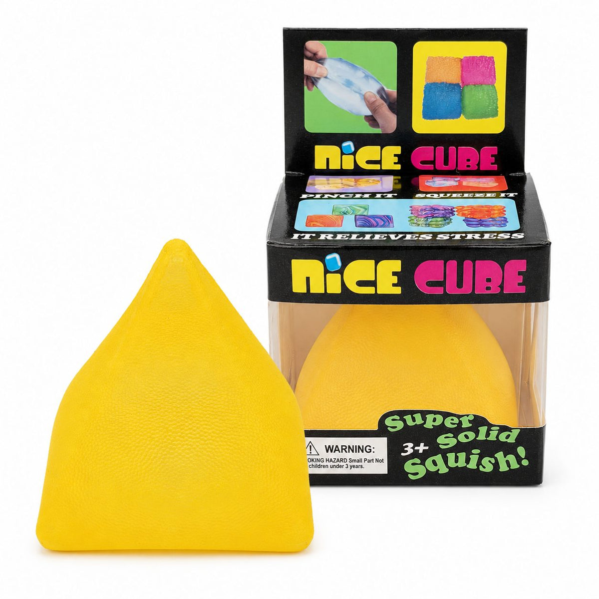 Jucarie Squishy Antistres, Piramida Fidget Comprimabila cu Revenire, Termoplastic, 7x6x6 cm, Galben