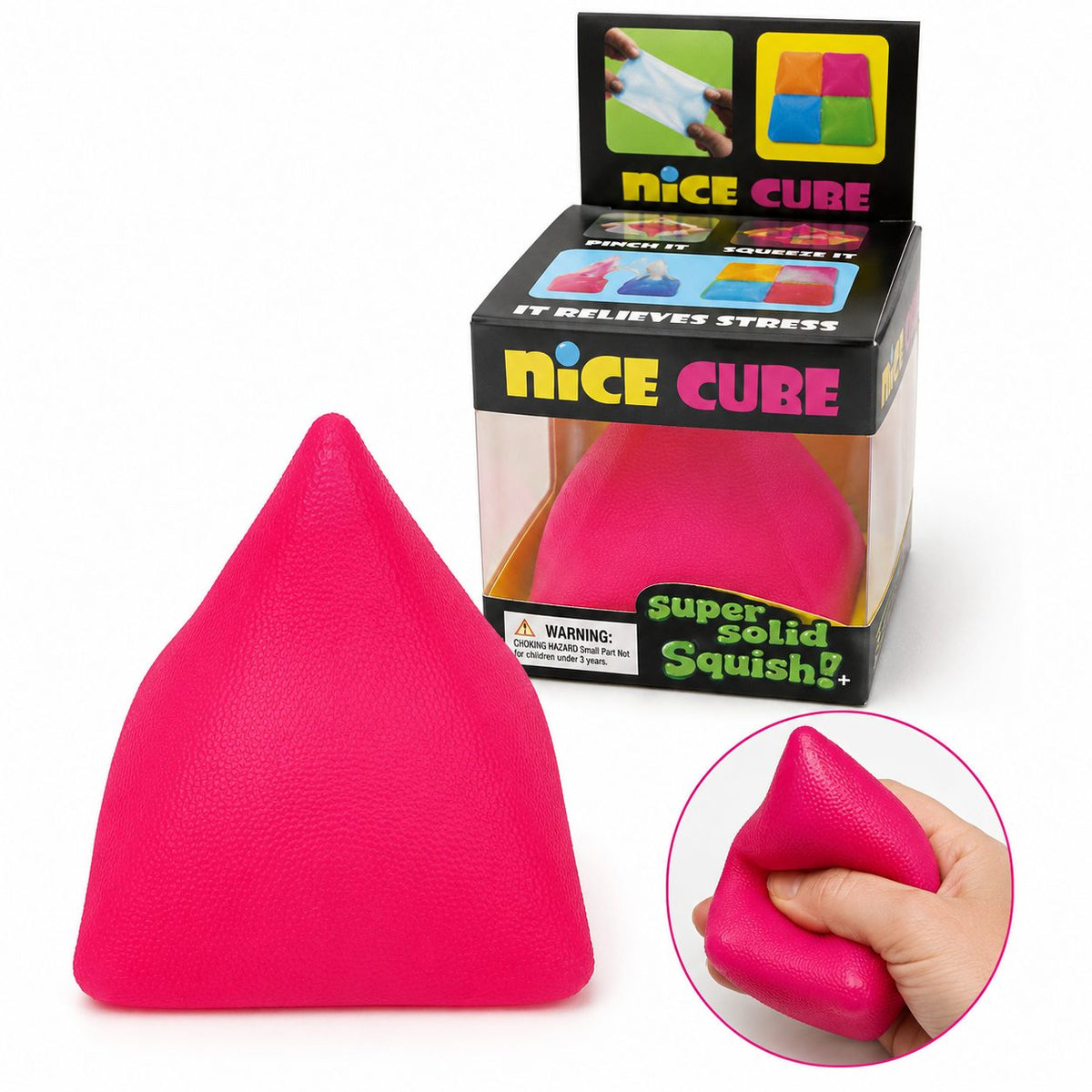 Jucarie Antistres Piramida Fidget Squishy, Comprimabila cu Revenire Rapida, Termoplastic, 7x6x6 cm, Roz