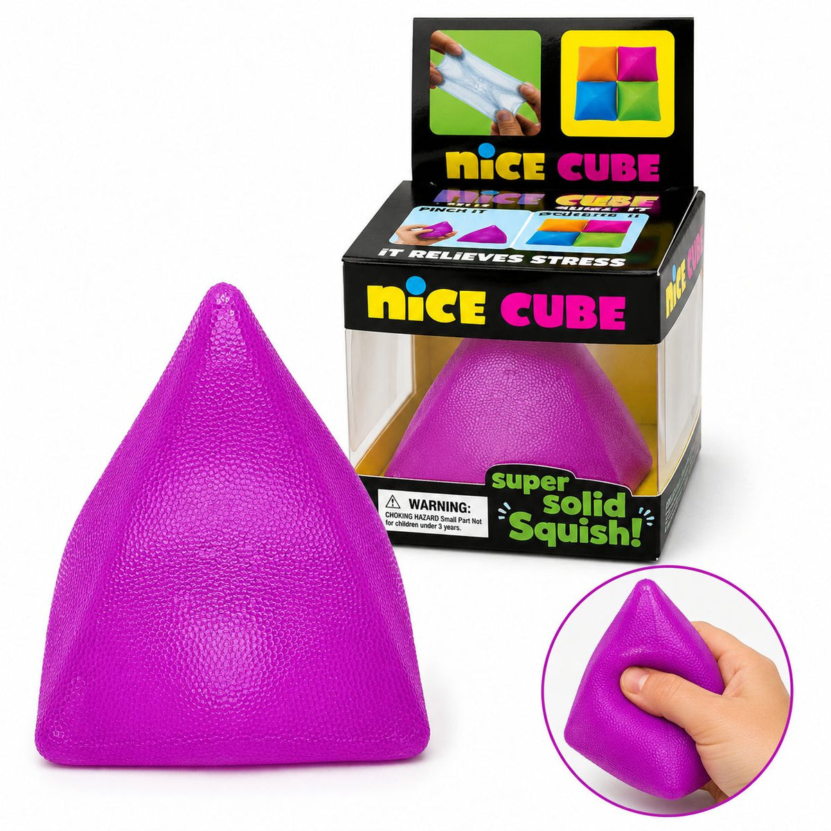Jucarie Squishy Piramida, Fidget Antistres Senzorial, Termoplastic, 7x6x6 cm, Mov