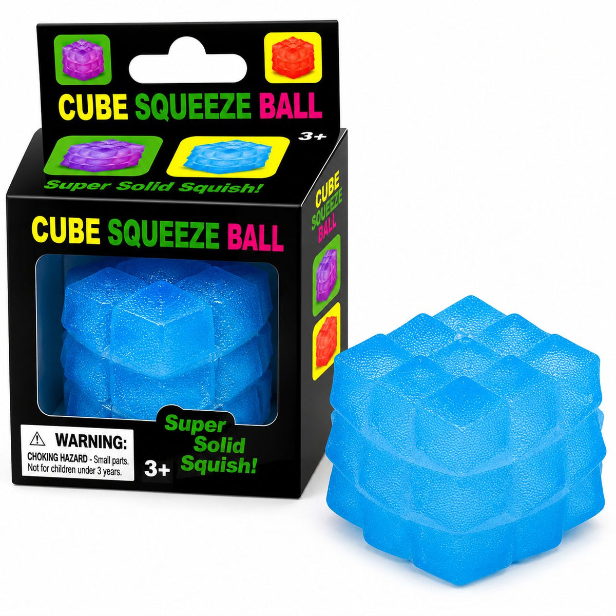 Jucarie Squishy Antistres Cub, Design Sculptat 3D cu Revenire Lenta, Spuma Poliuretanica, 5 cm, 135 g, Albastru