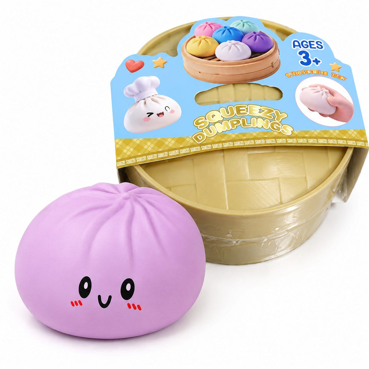 Jucarie Antistres Squishy Dumpling, Galusca Gigant Slow-Rise, Spuma Poliuretanica, 25 cm, 1000 g, Mov