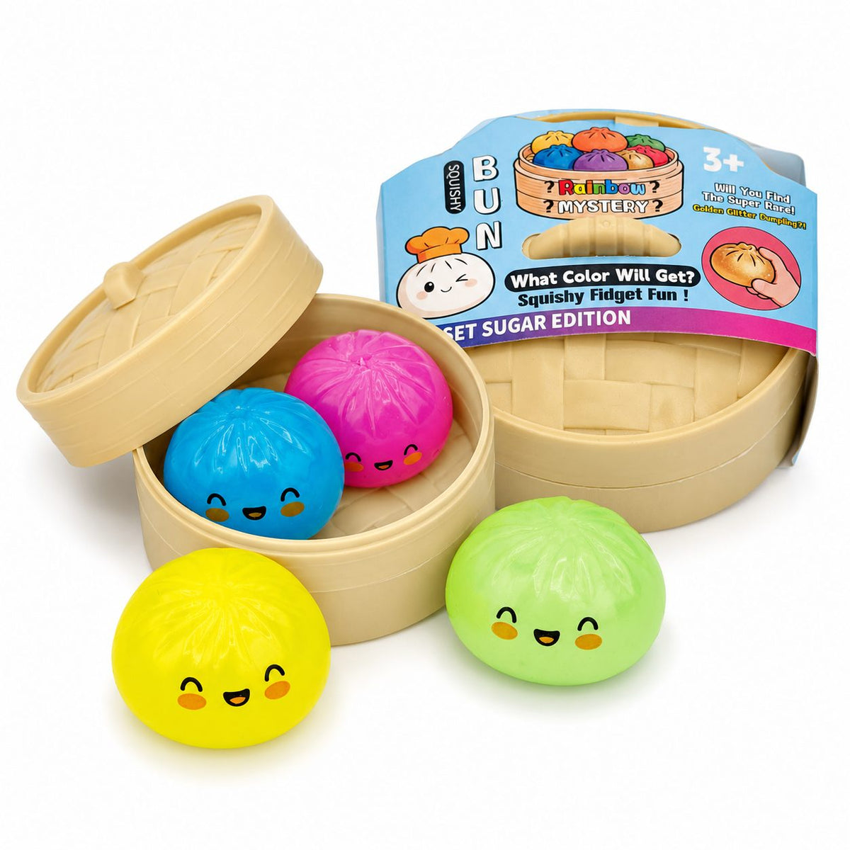 Jucarie Squishy Antistres, Model Fata Zambitoare cu Efect Fluorescent, Termoplastic, 8.5 cm, Culoare Mix Surpriza