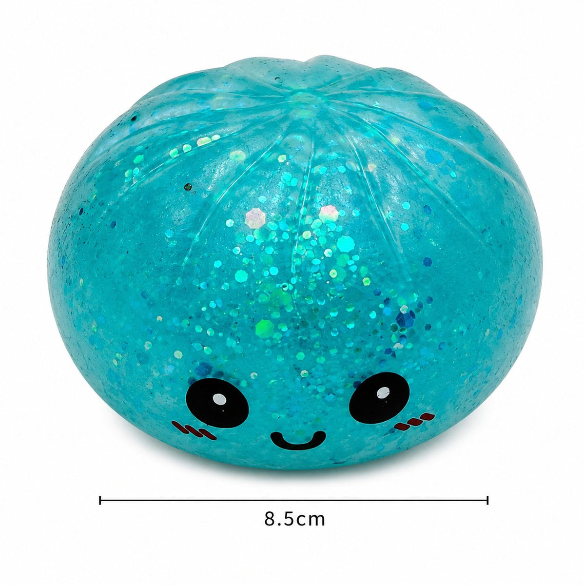 Jucarie Squishy Dumpling Antistres, Glitter Edition cu Revenire Lenta, Material TPR, 8.5 cm, Culoare Aleatorie