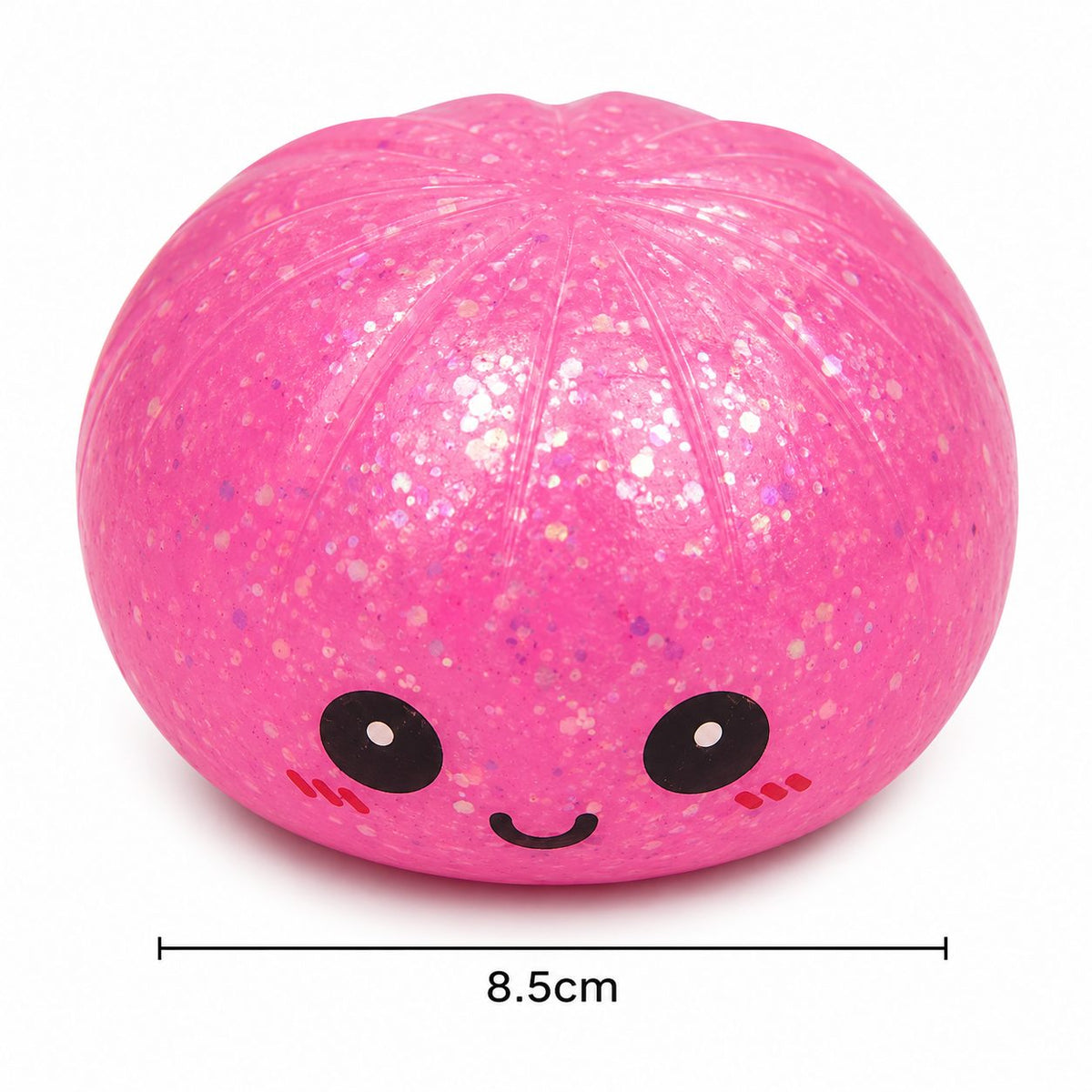Jucarie Squishy Dumpling Antistres, Glitter Edition cu Revenire Lenta, Material TPR, 8.5 cm, Culoare Aleatorie