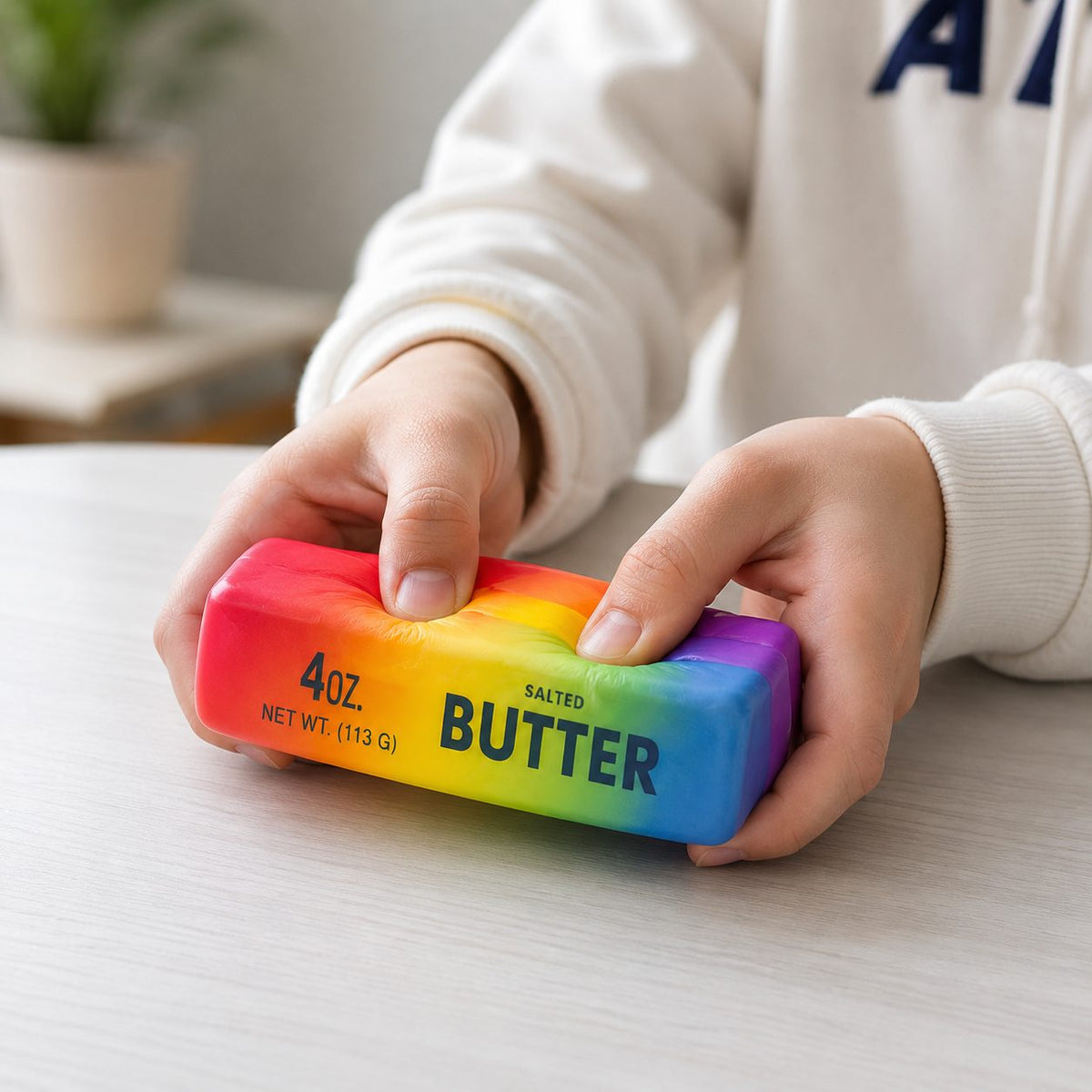 Needoh Jucărie Squishy Antistres, Formă De Unt Slow Rising, Textură Elastică, 14 cm, Multicolor