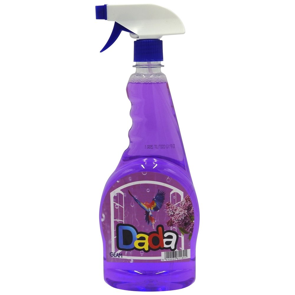 Solutie Curatat Geamuri Dada, Igienizare Suprafete Lucioase, Parfum Liliac, Rezerva cu Pulverizator, 750 ml