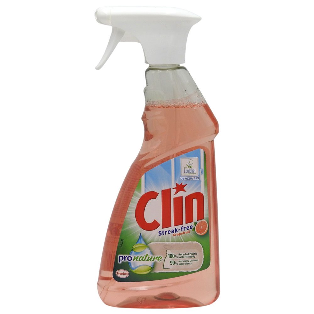Clin Detergent Geamuri Pro Nature Grapefruit, Solutie Curatare Suprafete Sticla, Recipient cu Pulverizator, 500 ml