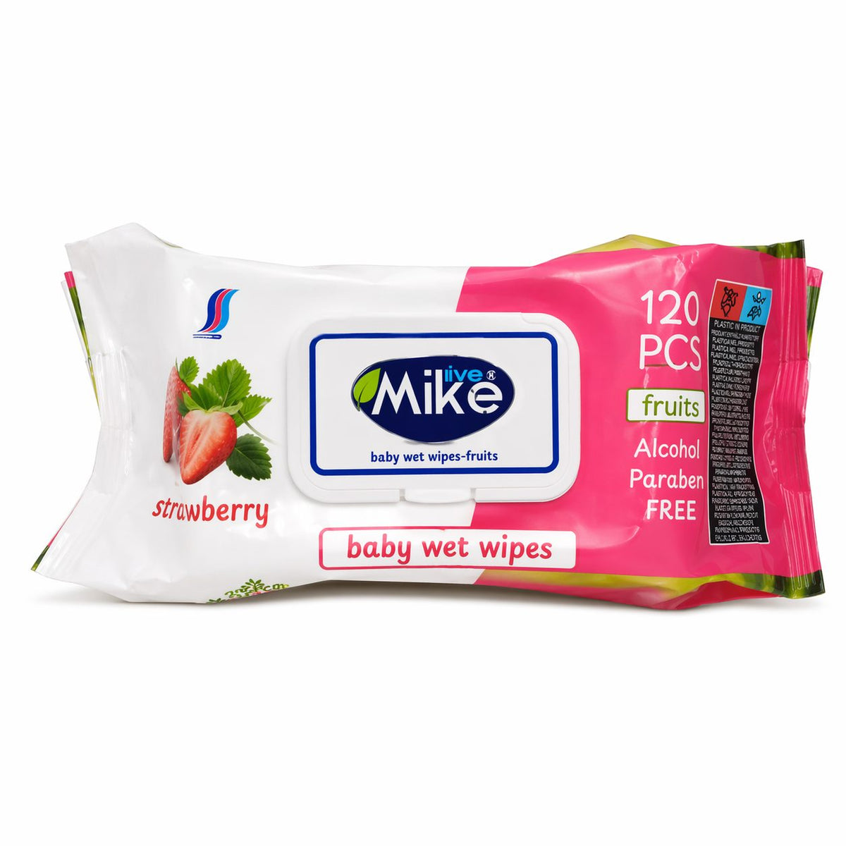 Mike Line Servetele Umede Universale, Curatare cu Bicarbonat si Aroma de Capsuni, Fara Clor, Pachet 120 Bucati