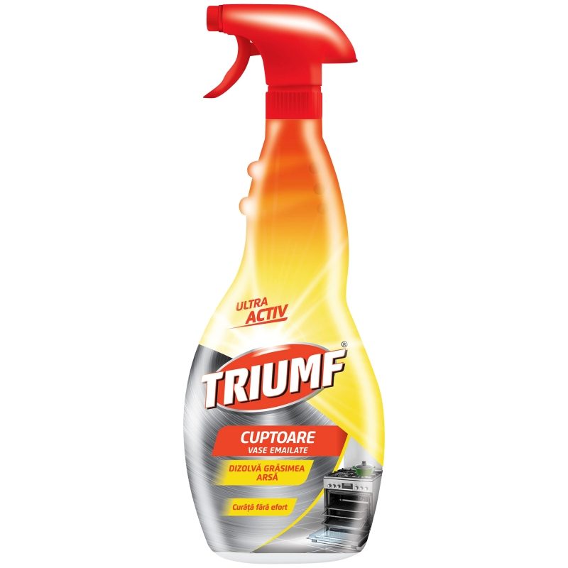 Triumf Solutie Pentru Curatat Cuptoare, Aragazuri Si Gratar, Formula Degresanta Puternica, Recipient Cu Pulverizator, 500 ml