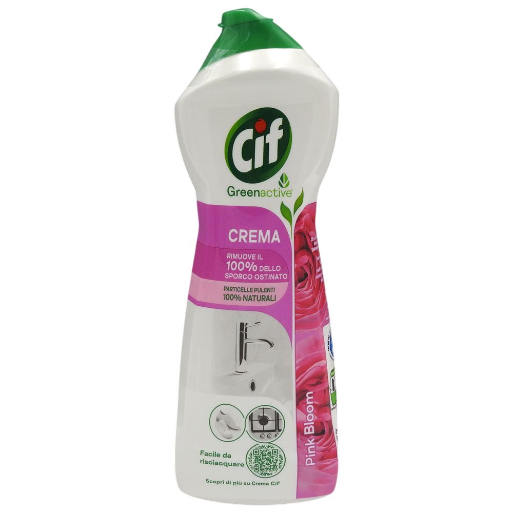 Cif Cream Pink Flower, Crema de Curatat Universala cu Microcristale, Actiune Multi-Suprafete, Flacon 750 ml