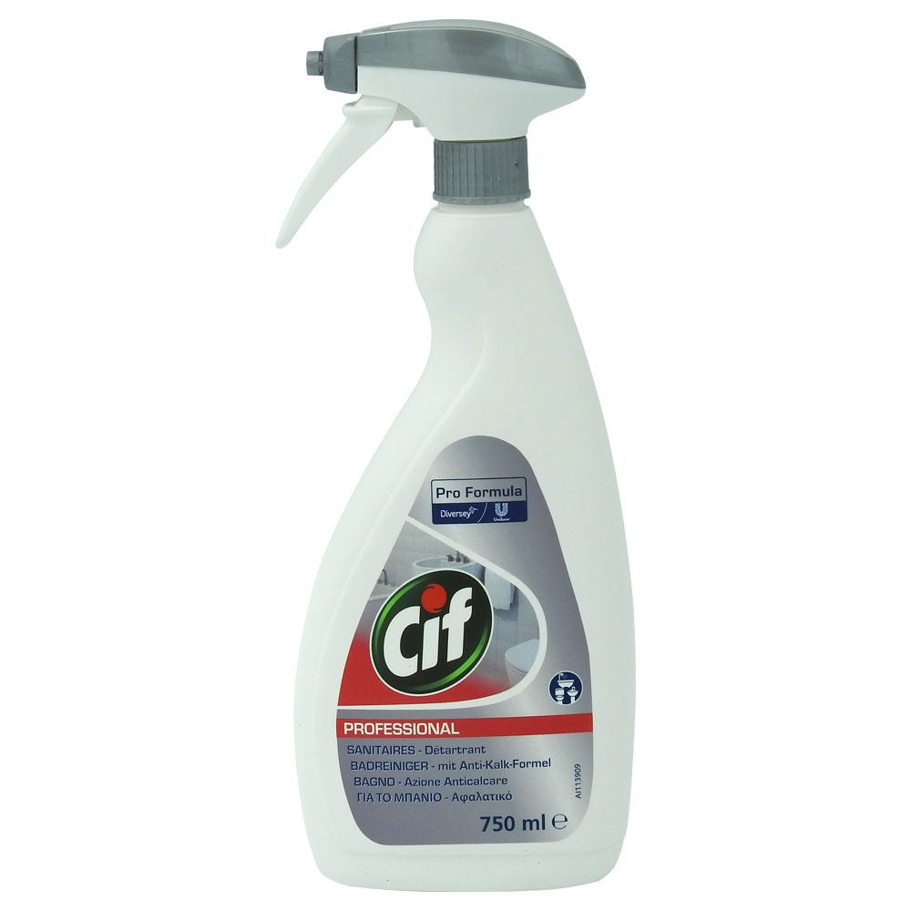 Spray Curățare Baie Cif Professional, Detergent Igienizant Îndepărtare Calcar și Săpun, Professional Business Solutions, Recipient Pulverizator, 750 ml