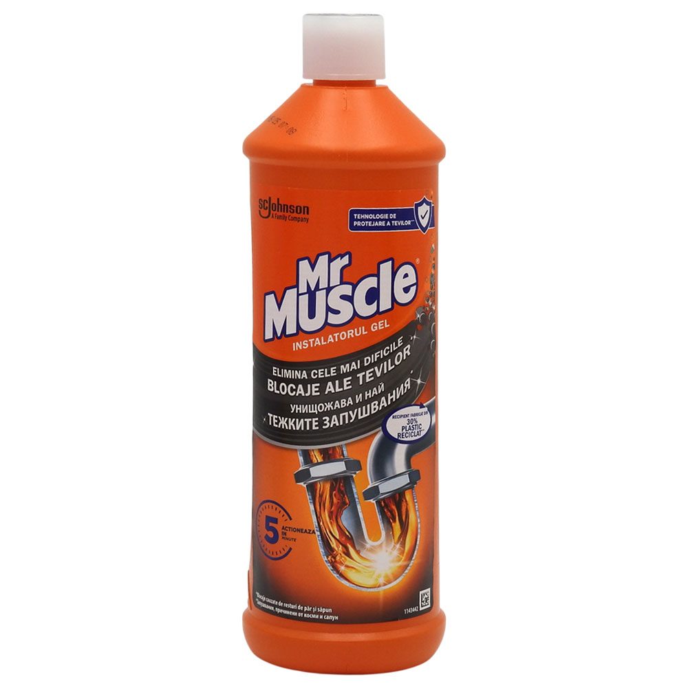 Mr Muscle, Gel Pentru Desfundarea Tevilor, Actiune Rapida, Solutie Eficienta Impotriva Blocajelor, 1 L