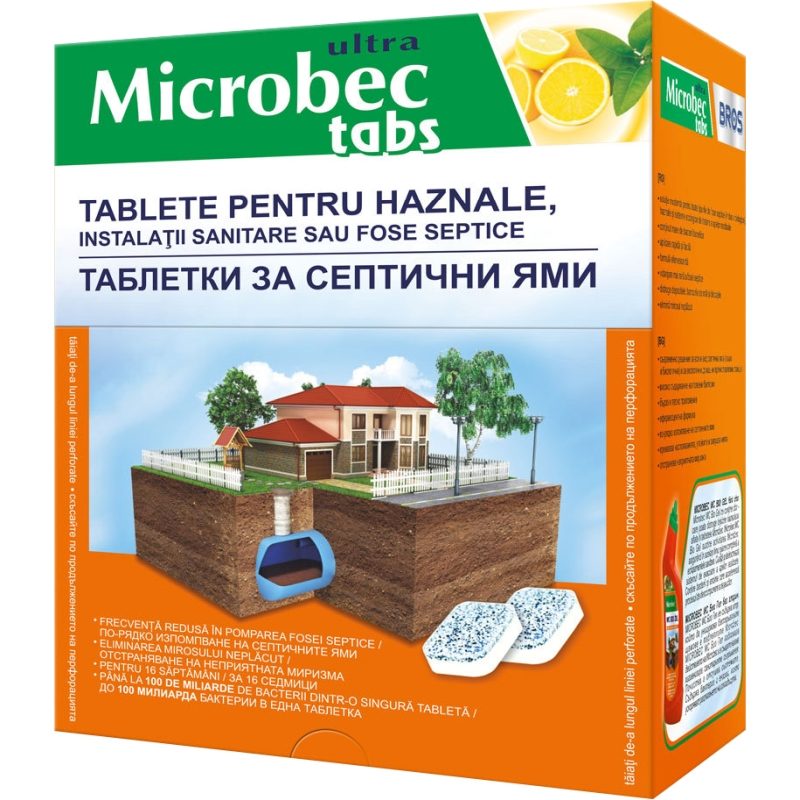 Microbec Tratament Fose Septice, Tablete Efervescente Bio-Enzimatice, Formula 3 In 1, 16 Bucati, 320 g