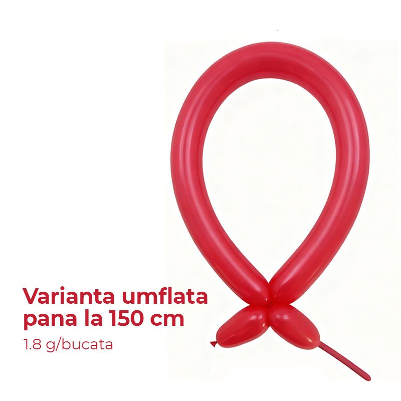 Baloane de Modelaj Profesionale, Set Creativ pentru Figurine si Animale, Latex Premium Flexibil, 150 cm Extensibil, 50 Bucati, Rosu