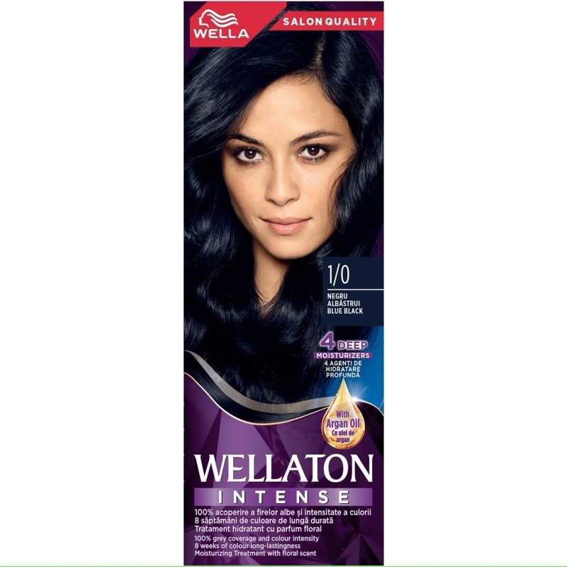 Wellaton Vopsea de Par Crema, Protectie impotriva Degradarii, Formula cu Lipide, 1/0 Negru Albastrui