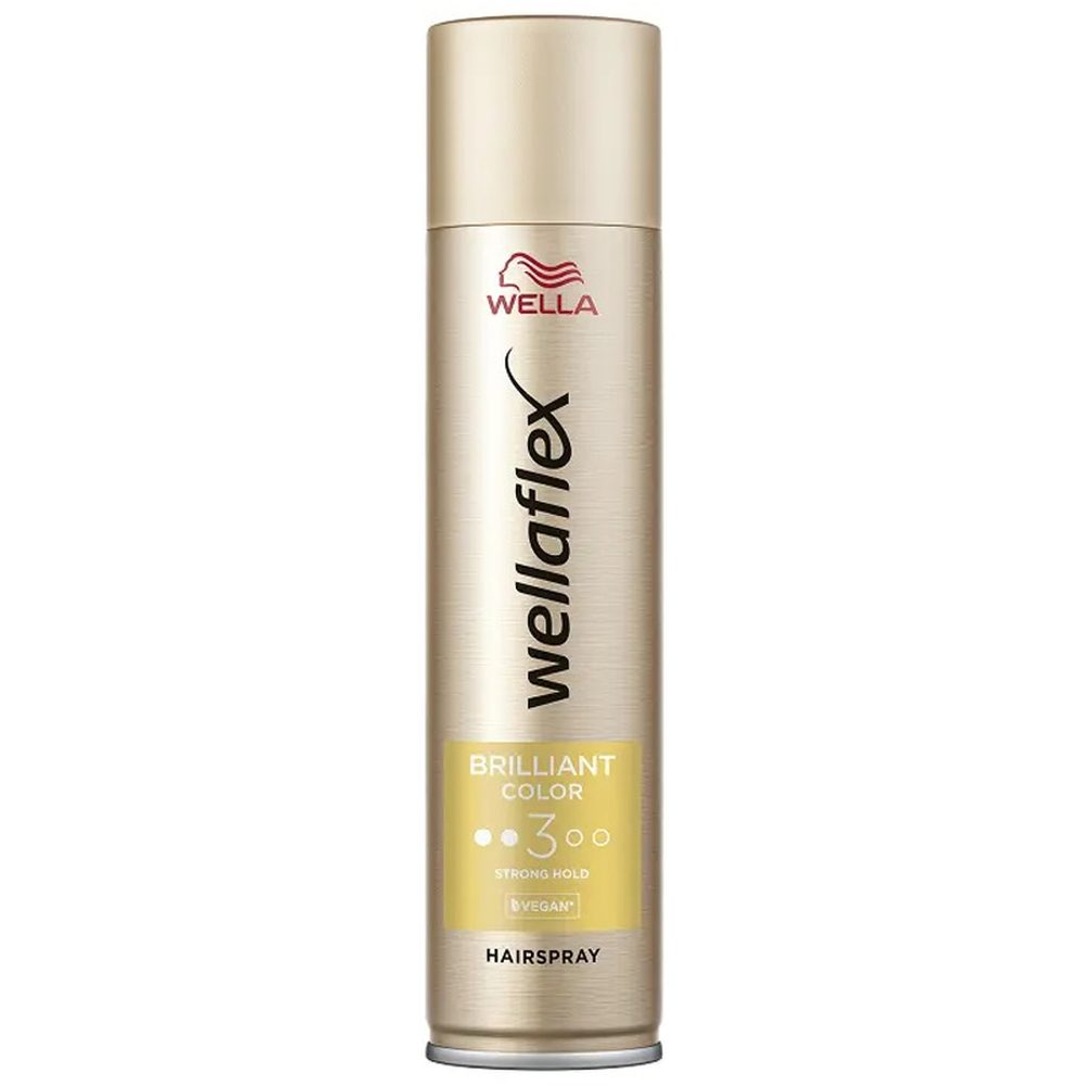 Fixativ Wellaflex Brilliant Colour, Fixare Puternică și Protecție Culoare, Spray de Păr, 250 ml