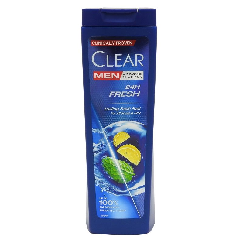 Sampon Anti-Matreata Clear Men 24H Fresh, Extract de Lamaie si Mentol, Recomandat pentru Barbati, 360 ml