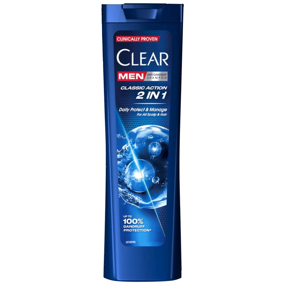 Clear Men Sampon Si Balsam 2 In 1 Action, Anti-Matreata Cu Carbune Activ Si Mentol, Pentru Barbati, 225 ml