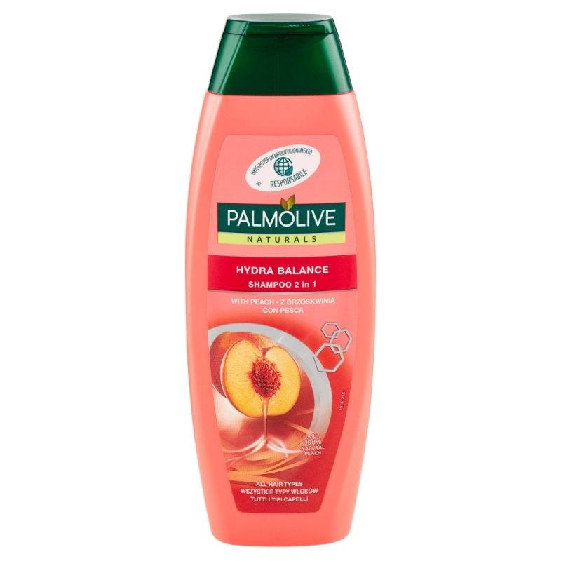 Sampon Palmolive Hydra Balance 2in1, Hidratare si Curatare, Extract de Piersica si Proteine de Matase, Pentru Toate Tipurile de Par, 350 ml