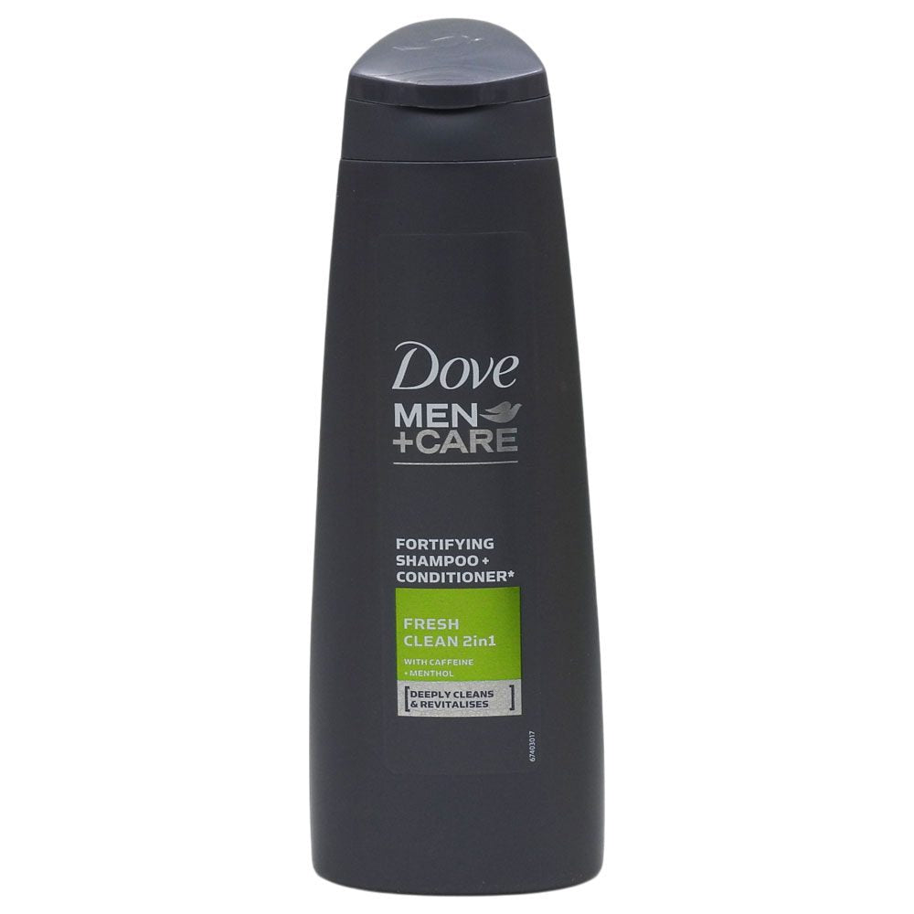 Dove Men+Care Șampon și Balsam 2 în 1, Fresh Clean, Curățare Profundă cu Mentol și Cafeină, 250 ml