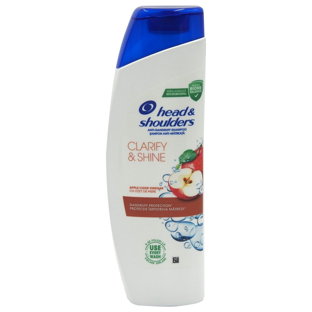 Sampon Head & Shoulders Clarify & Shine, Formula Purificatoare pentru Stralucire, Anti-Matreata, 330 ml