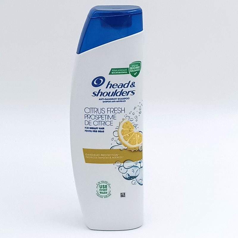 Head & Shoulders Șampon Anti-Mătreață Citrus Fresh, Control Exces de Sebum, Păr Gras, 330 ml