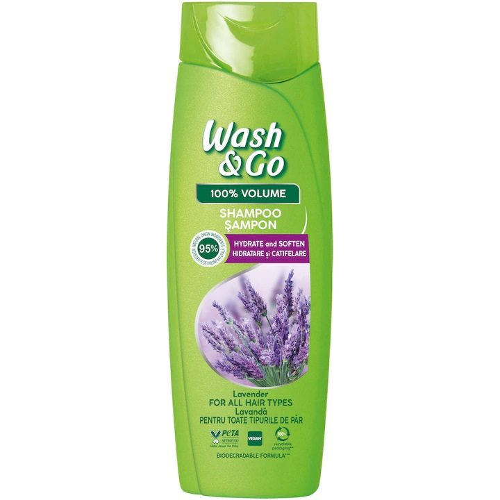 Șampon Wash & Go, Formulă Universală de Curățare și Îngrijire, Extract de Lavandă, 180 ml