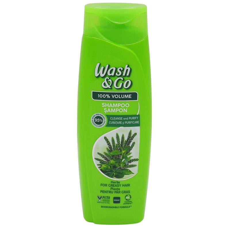 Sampon Wash & Go Herbal Pentru Toate Tipurile De Par, Formula Cu Extracte Din Plante, 180 ml