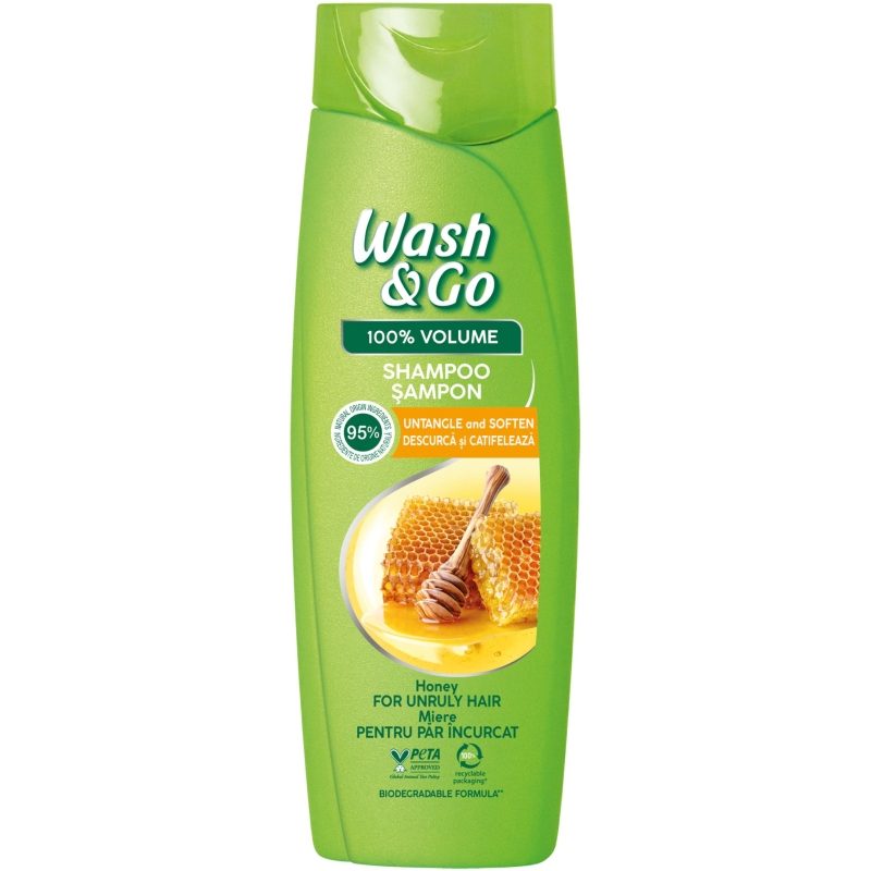 Sampon Wash & Go, Hidratare Cu Miere, Formula 2 In 1 Pentru Toate Tipurile De Par, Flacon 360 ml