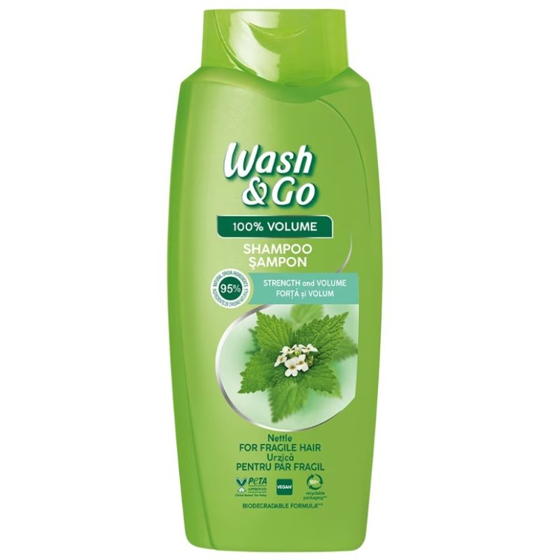 Sampon Wash & Go, Extract de Urzica pentru Par Gras, Formula Revitalizanta, 675 ml