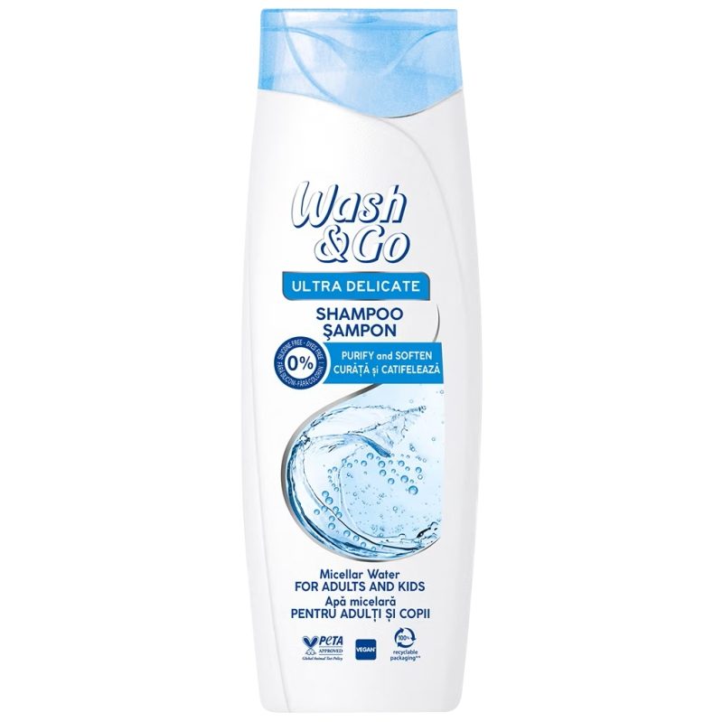 Sampon Micelar Wash & Go, Tehnologie Micellar Water Pentru Toate Tipurile De Par, Curatare Delicata, 360 ml