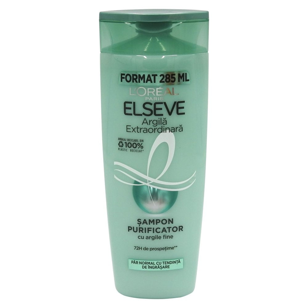 L'Oreal Paris Elseve Sampon Reechilibrant cu 3 Tipuri de Argila, Curatare si Hidratare, Par Normal cu Tendinta de Ingrasare, 285 ml