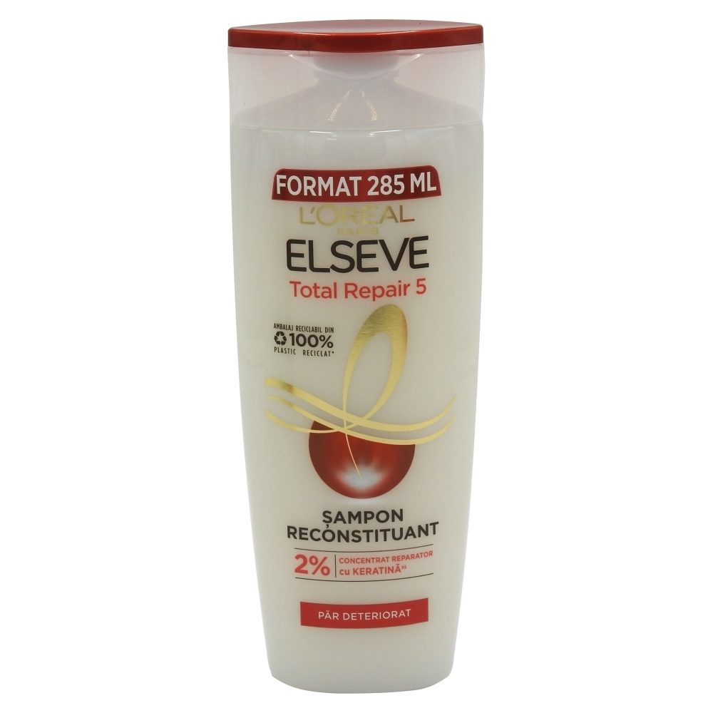 L'Oréal Paris Elseve Total Repair 5, Șampon Reparator pentru Păr Deteriorat, Formula cu Pro-Keratină și Ceramide, 285 ml