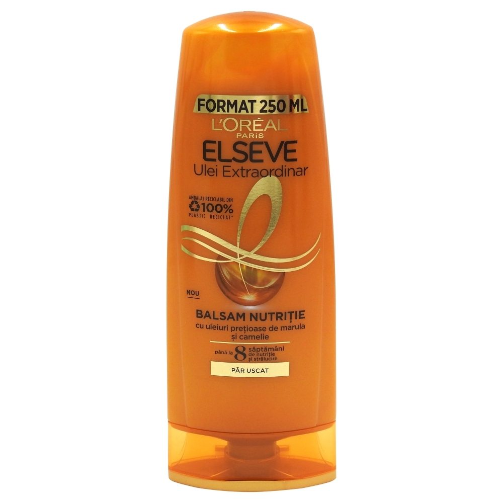 L'Oréal Paris Elseve Balsam Nutritiv, Ulei Extraordinar pentru Păr Uscat, Formulă cu 6 Extracte de Flori Prețioase, 250 ml